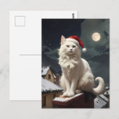 Carte Postale chat blanc de noël (Devant / Derrière)
