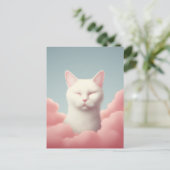 Carte Postale Chat Blanc Dormant Dans Les Nuages (Debout devant)