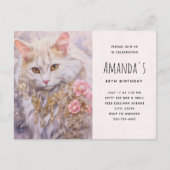 Carte Postale Chat blanc en or et diamants Invitation Anniversai (Devant)