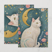 Carte Postale Chat blanc enchanteur aux yeux verts (Devant / Derrière)
