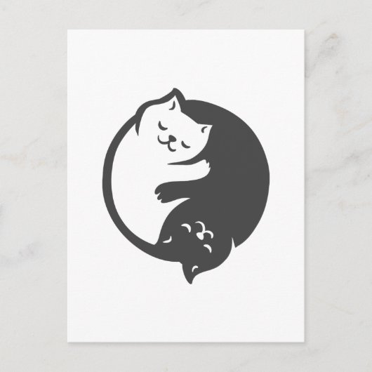 Carte Postale Chat blanc et noir Yin-Yang - Choisissez la couleu (Devant)