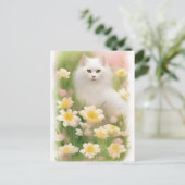 Carte Postale Chat blanc long (Debout devant)