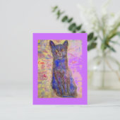 Carte Postale chat bleu cool (Debout devant)