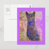 Carte Postale chat bleu cool (Devant / Derrière)