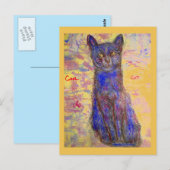 Carte Postale chat bleu cool (Devant / Derrière)
