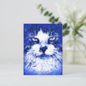 Carte Postale Chat bleu d'art pop moderne (Debout devant)