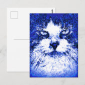 Carte Postale Chat bleu d'art pop moderne (Devant / Derrière)