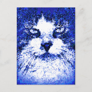 Carte Postale Chat bleu d'art pop moderne