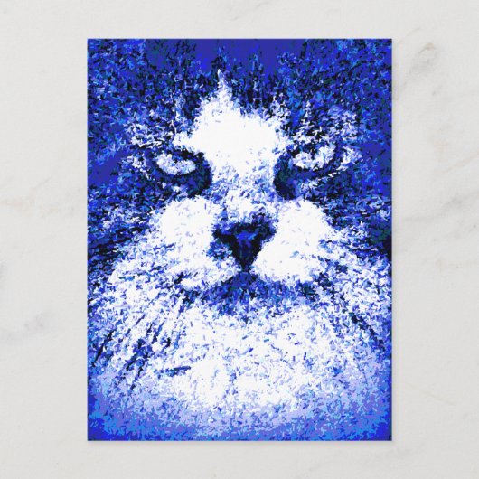 Carte Postale Chat bleu d'art pop moderne (Devant)