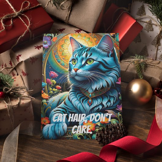 Carte Postale Chat bleu Whimsical et oasis florale