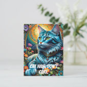 Carte Postale Chat bleu Whimsical et oasis florale (Debout devant)
