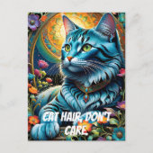 Carte Postale Chat bleu Whimsical et oasis florale (Devant)