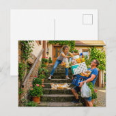 Carte Postale Chat Bloque L'escalier Pendant Les Courses (Devant / Derrière)