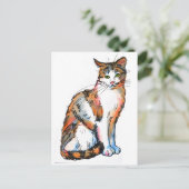 Carte Postale Chat calico #2 Peinture aquarelle chaton félin (Debout devant)