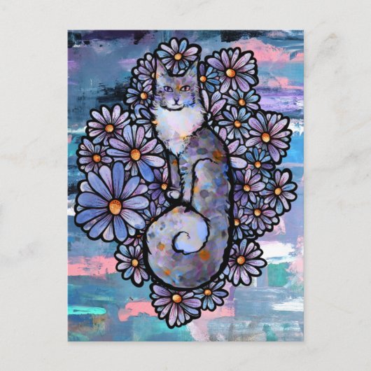 Carte Postale Chat calico dilué Maine Coon Violet                (Devant)