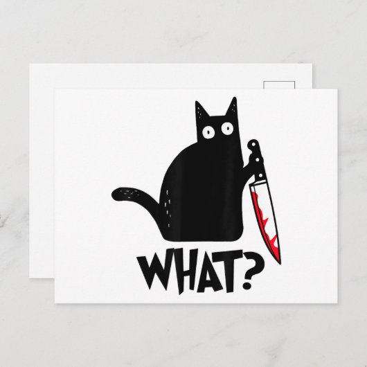 Carte Postale Chat Ce Chat Noir Drôle Chemise Meurtre Chat Avec (Devant / Derrière)