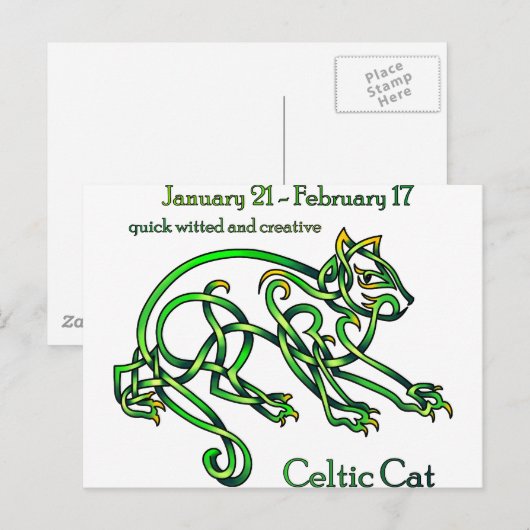 Carte Postale Chat celtique (Devant / Derrière)