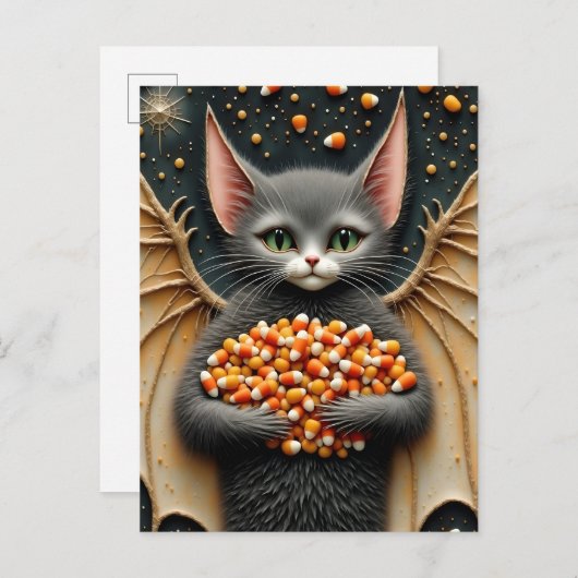 Carte postale Chat Chat Candy Corn (Devant / Derrière)