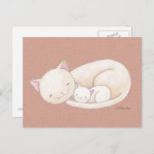 Carte postale Chat Chat Maman & Bébé Art Carte pos (Devant / Derrière)