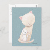 Carte postale Chat Chat Maman & Bébé Chic Chat Art (Devant / Derrière)