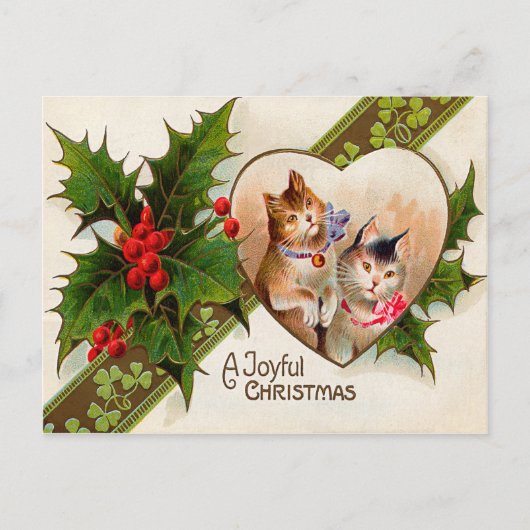 Carte Postale Chat Chaton Cœur Trèfle Holly (Devant)