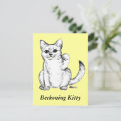 Carte Postale Chat Chaton Maneki Neko Invite (Debout devant)