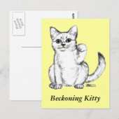 Carte Postale Chat Chaton Maneki Neko Invite (Devant / Derrière)