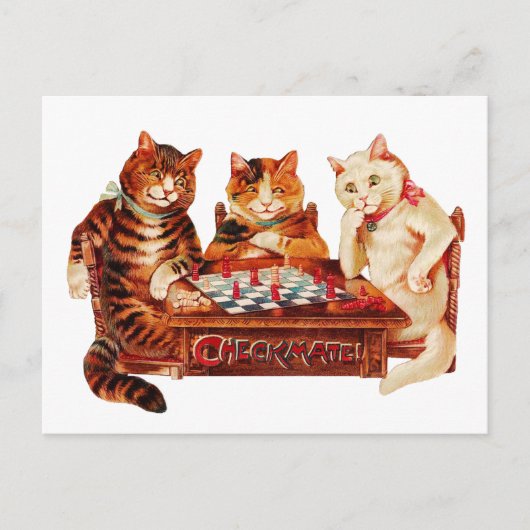 Carte Postale Chat Chess Checkmate Louis Wain (Devant)
