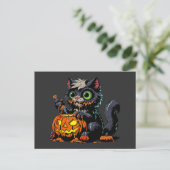 Carte Postale Chat Citrouille de Halloween (Debout devant)