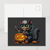 Carte Postale Chat Citrouille de Halloween (Devant / Derrière)