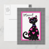 Carte Postale Chat Coeurs Whimsical - Meow (Devant / Derrière)
