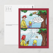 Carte Postale Chat Coincé Dans La Caricature De L'Arbre (Devant / Derrière)