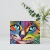 Carte Postale Chat coloré (Debout devant)