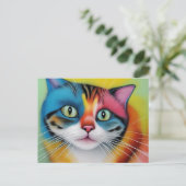 Carte Postale Chat coloré (Debout devant)