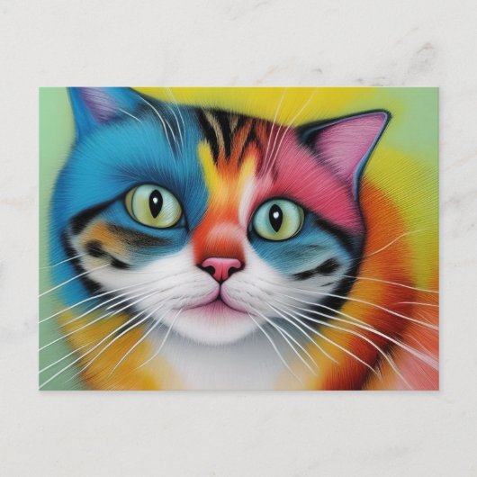 Carte Postale Chat coloré (Devant)