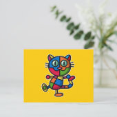 Carte Postale chat coloré (Debout devant)