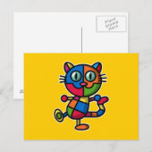 Carte Postale chat coloré (Devant / Derrière)
