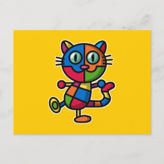 Carte Postale chat coloré