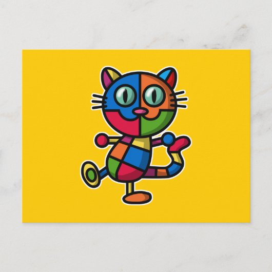 Carte Postale chat coloré (Devant)