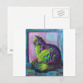 Carte Postale Chat coloré (Devant / Derrière)