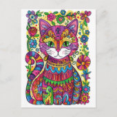 Carte Postale Chat Coloré. (Devant)