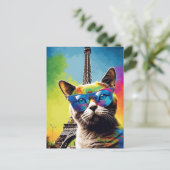 Carte Postale Chat coloré à Paris (Debout devant)