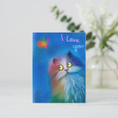 Carte Postale Chat coloré amoureux (Debout devant)