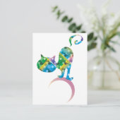 Carte Postale Chat Coloré Sur Crescent Moon (Debout devant)