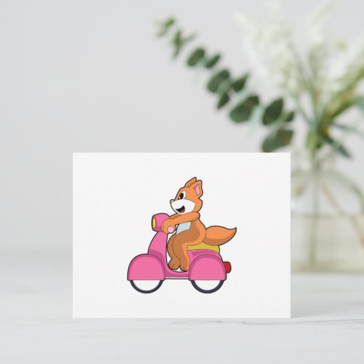 Carte Postale Chat comme Biker avec Scooter.PNG (Debout devant)