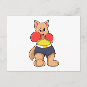 Carte Postale Chat comme Boxeur à la boxe