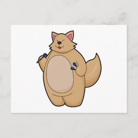 Carte Postale Chat comme joueur de fléchettes avec fléchettes (Devant)