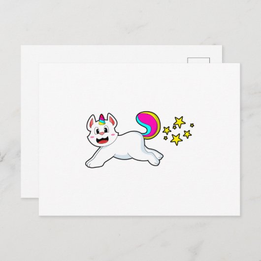 Carte Postale Chat comme Licorne (Devant / Derrière)