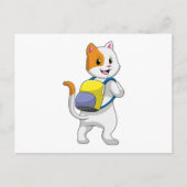 Carte Postale Chat comme randonneur avec sac à dos (Devant)