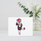 Carte Postale Chat comme secrétaire avec Bloc-notes (Debout devant)